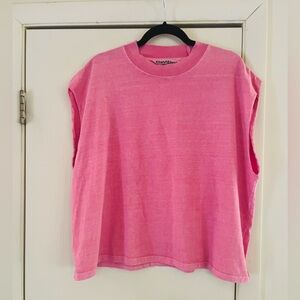 Stand Alone Raw Cut 90s Y2K Boxy Pink Cotton Korean Fashion Streetwear T Shirt